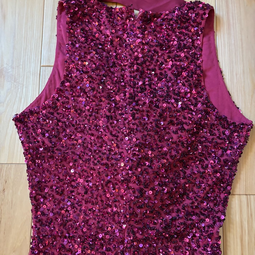 NEW Parker Black Sia Pink Sequin V Neck Sleeveless Front Slit Accent Dress - Picture 8 of 14